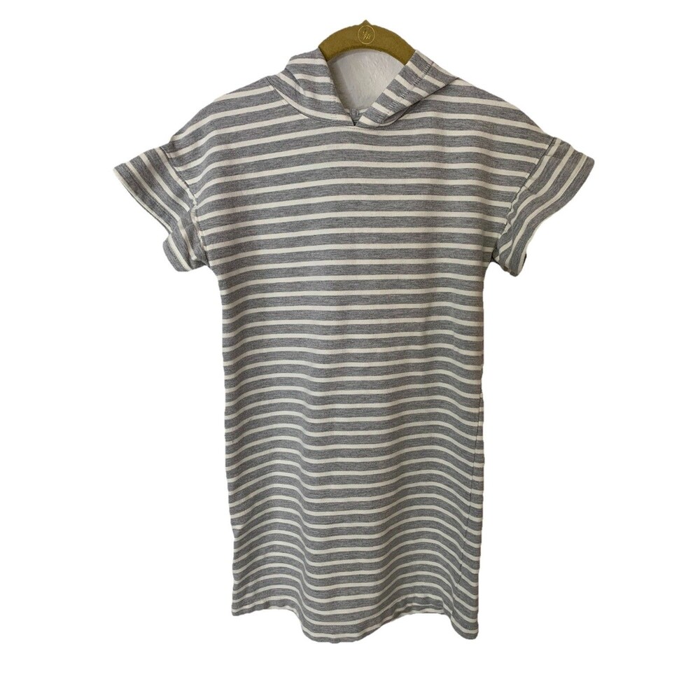 Gymboree Sweatshirt Dress Girls 7/8 (M) SO SOFT Ruffle Cap Sleeve Striped Hooded